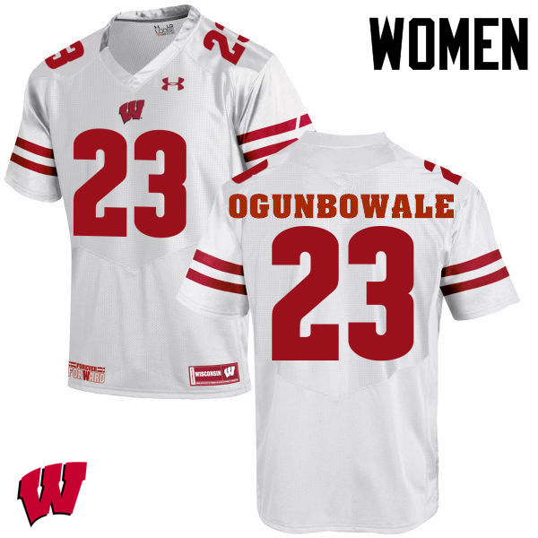 Women Wisconsin Badgers #23 Dare Ogunbowale College Football Jerseys-White - Click Image to Close